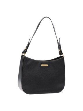 Authentic Burberrys Shoulder Bag Leather Black Gold